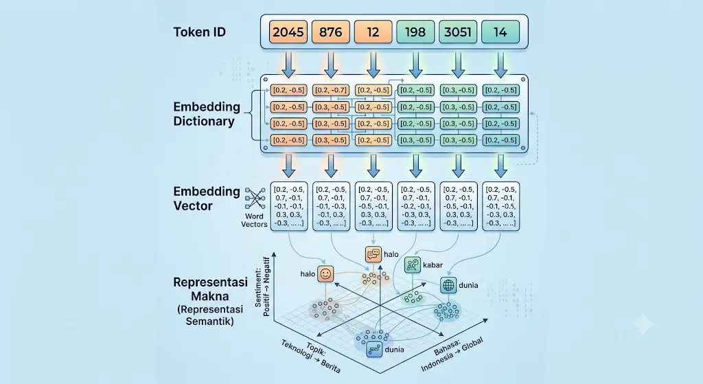 4. Token ID Diubah Menjadi Embedding